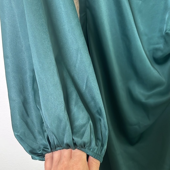 Lulus Eternal Heart Emerald Green Satin Maxi Dress | Size Small - Picture 7 of 11